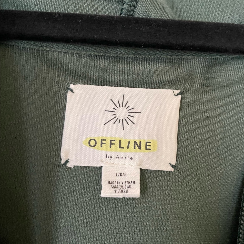 EUC Aerie Dark Green Velour Zipped Hoodie - Picture 5 of 6